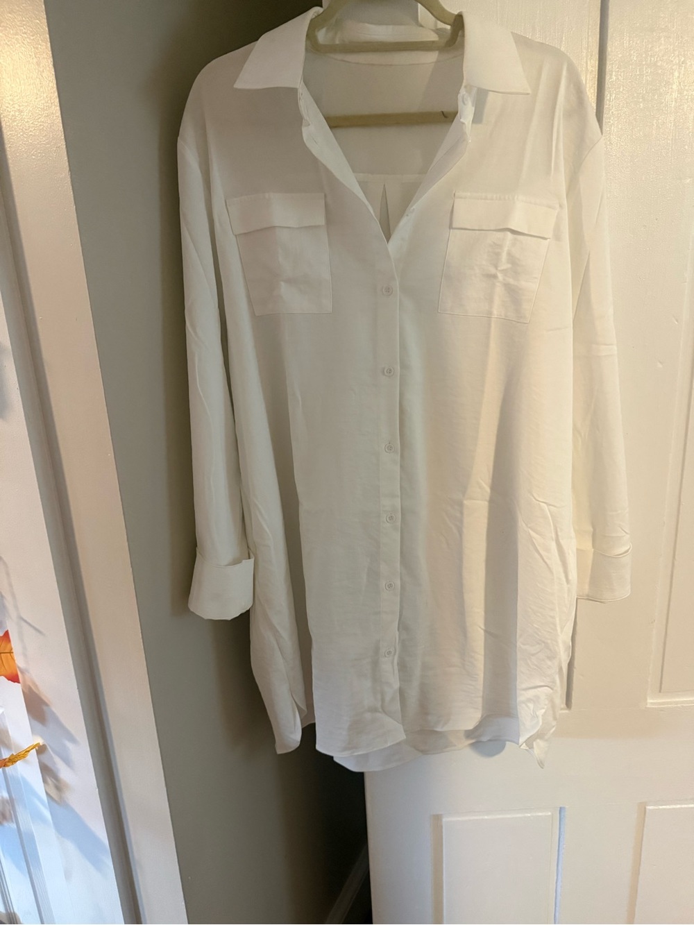 Women's White Oversized Button-Down Shirt dress